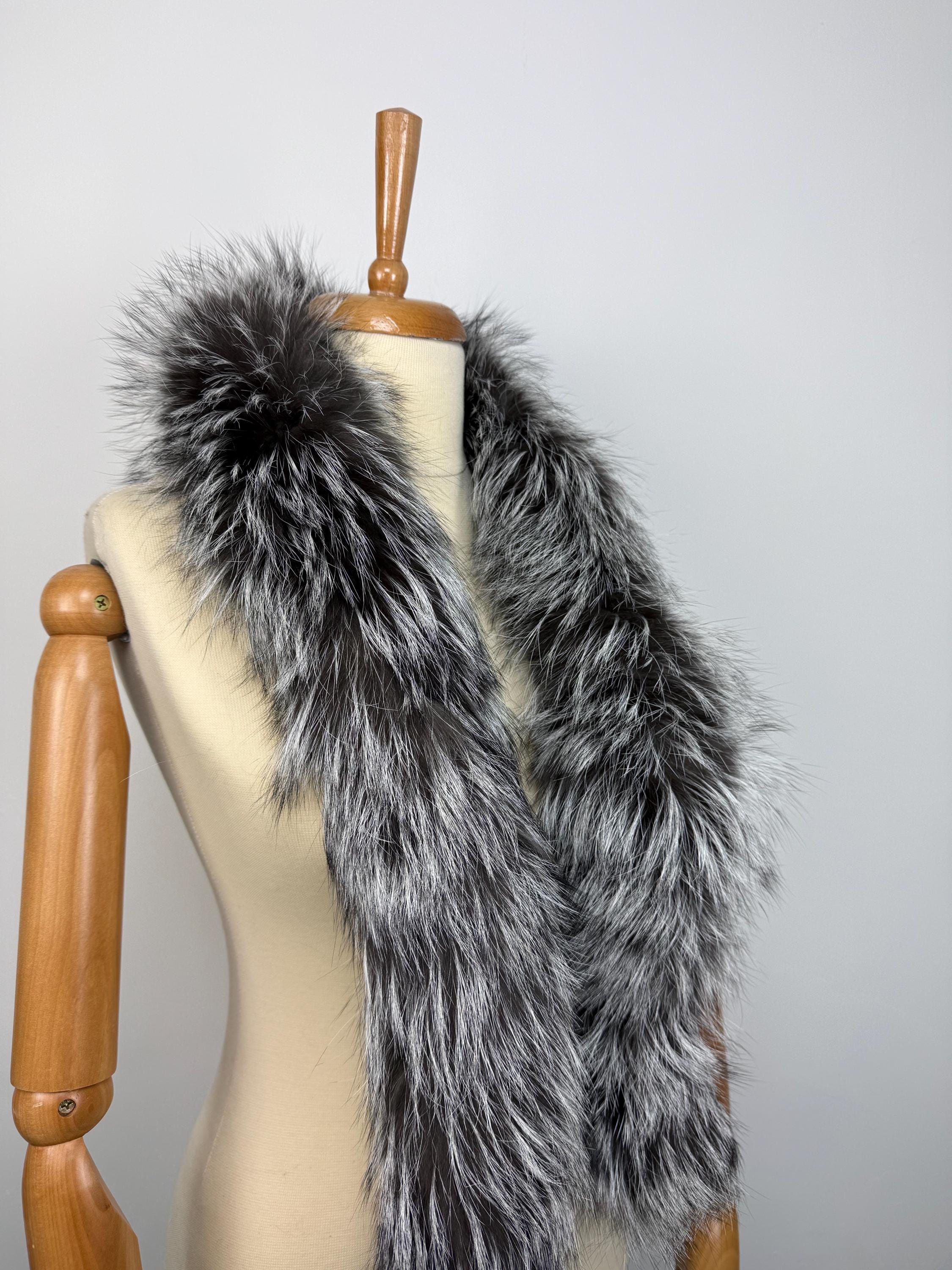 Luxury Silver Fox Fur Scarf: Genuine Warm Fur