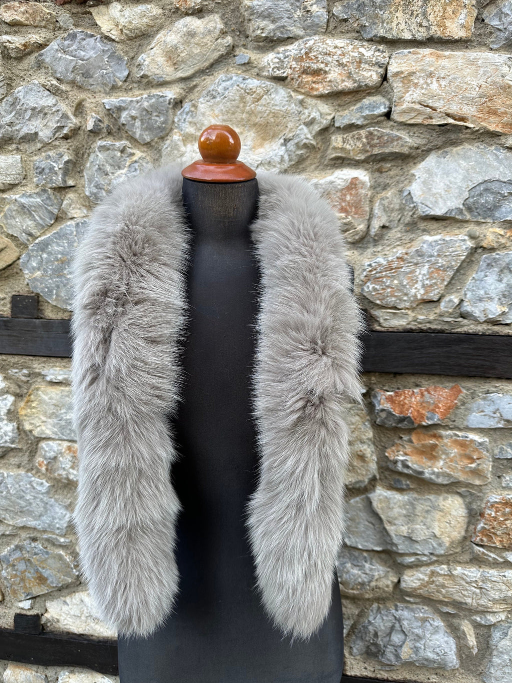 Handmade Fox Fur Scarf: Warm Genuine Gray Fur Scarf