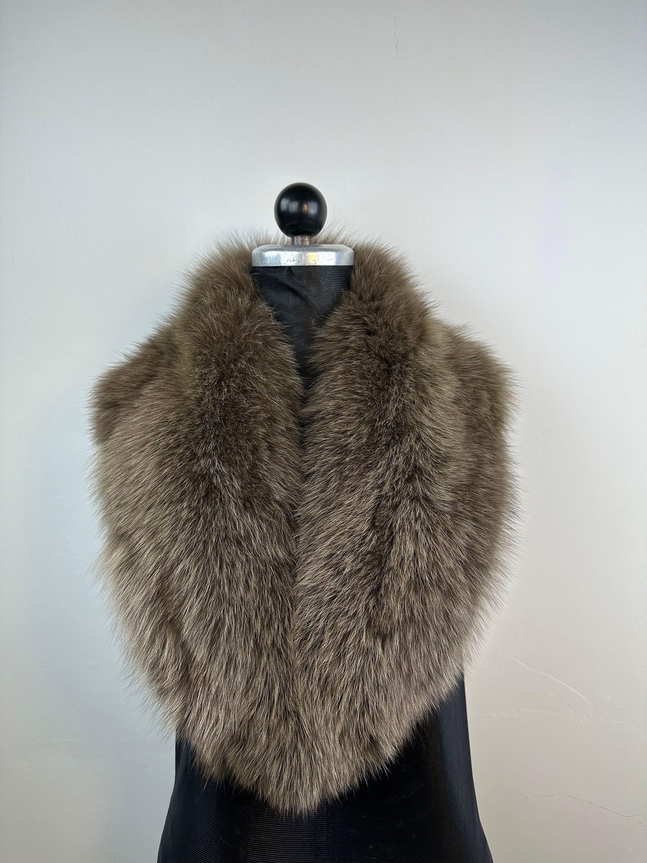 Light Brown Fox Fur Collar – Real Fur Collar, Handmade in Greece, Luxury Neck Accessory