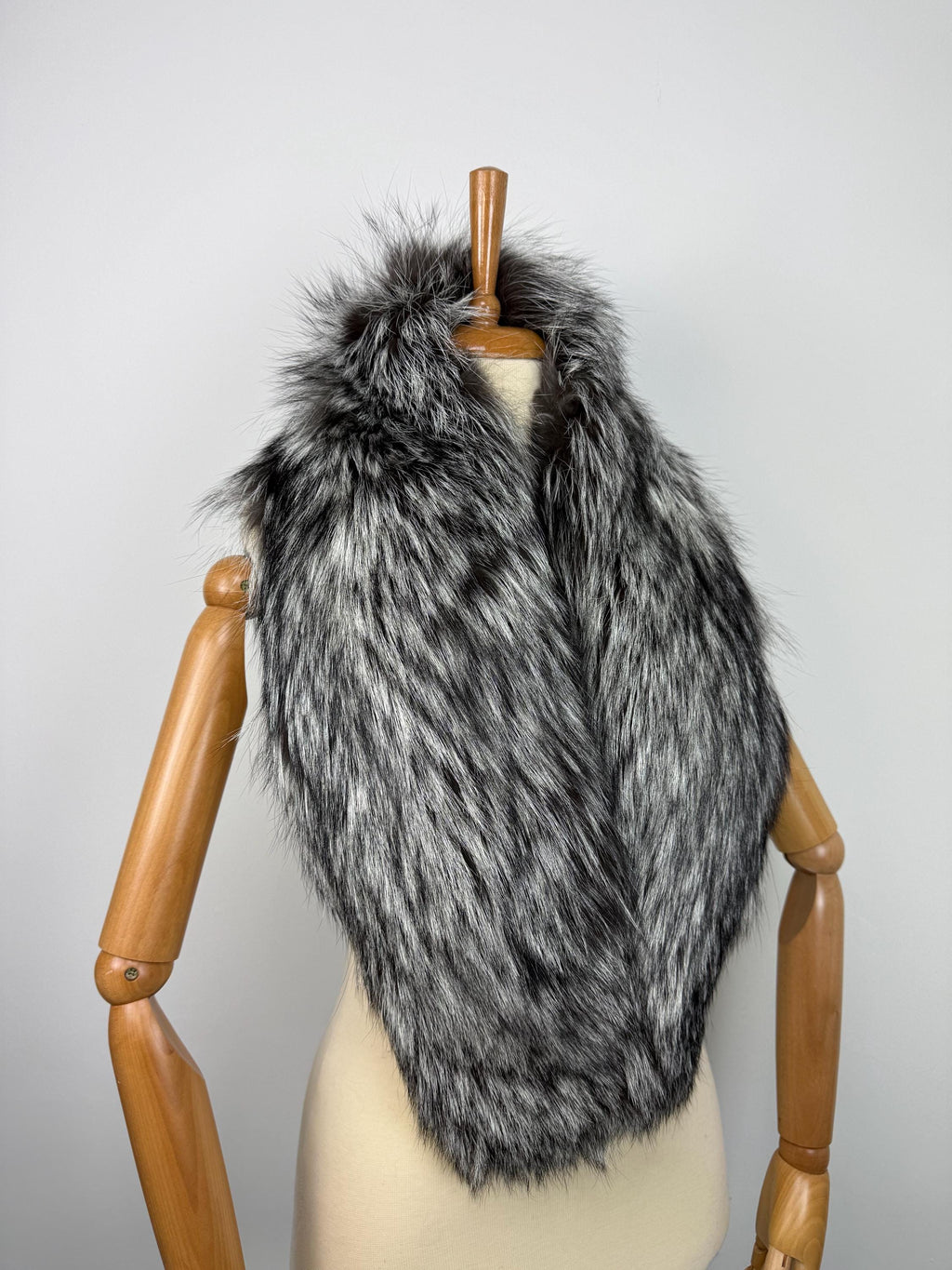 Silver Fox Fur Stole – Real Fur Wrap, Extra Long Luxury Fur, Handmade in Greece