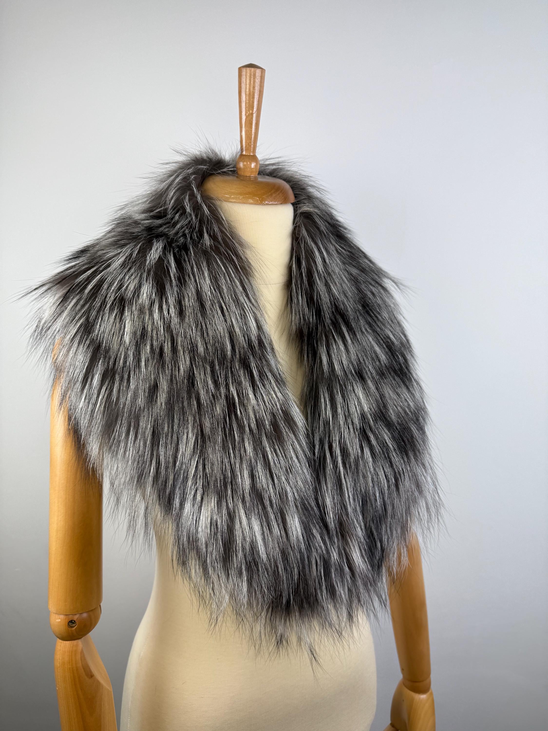 Genuine Silver Fox Fur Collar - Luxury Fur Stole, Winter Collars Accessories