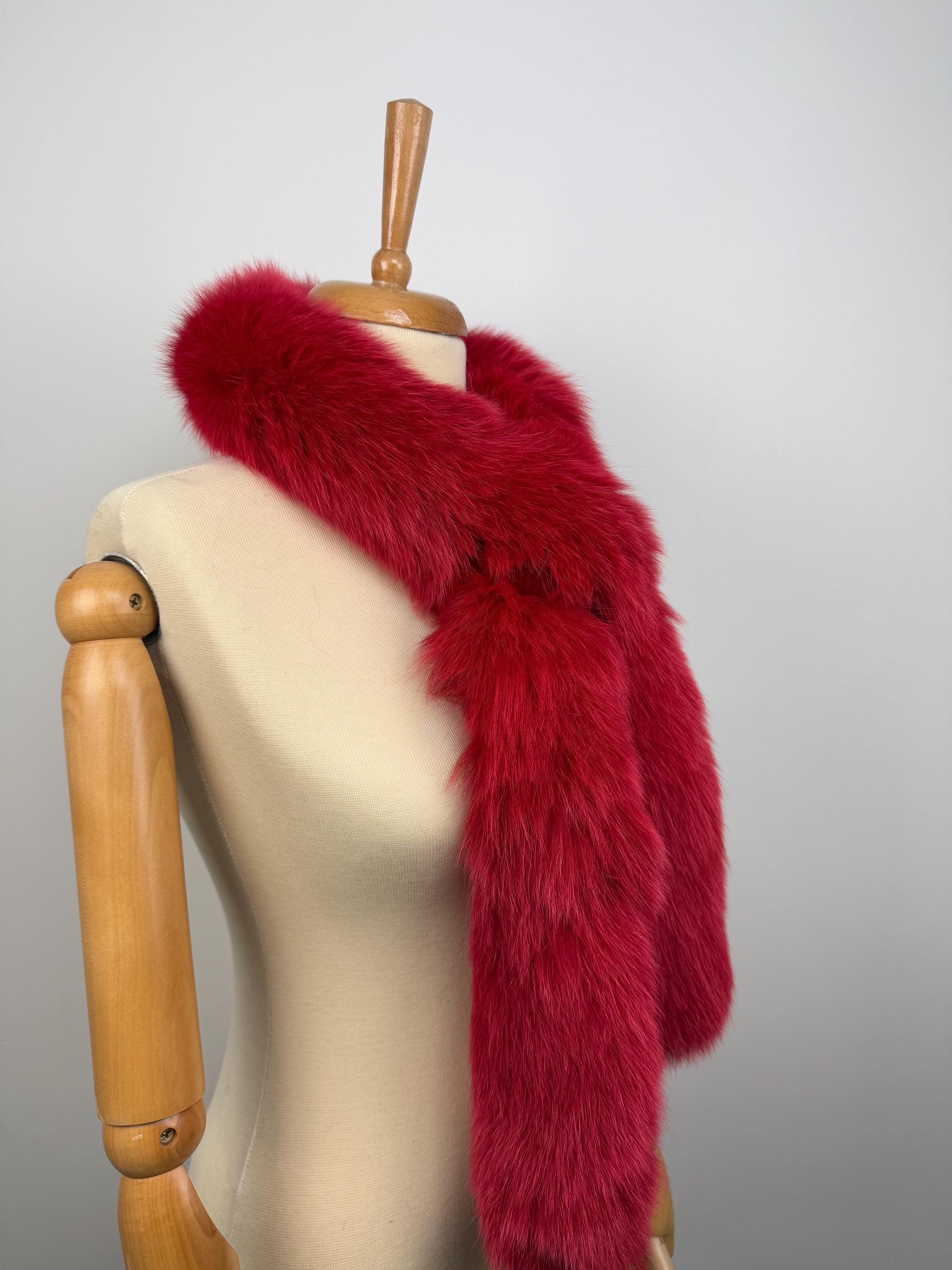 Red Fox Fur Scarf – Real Fur Scarf, Handmade in Greece, Luxury Winter Scarf