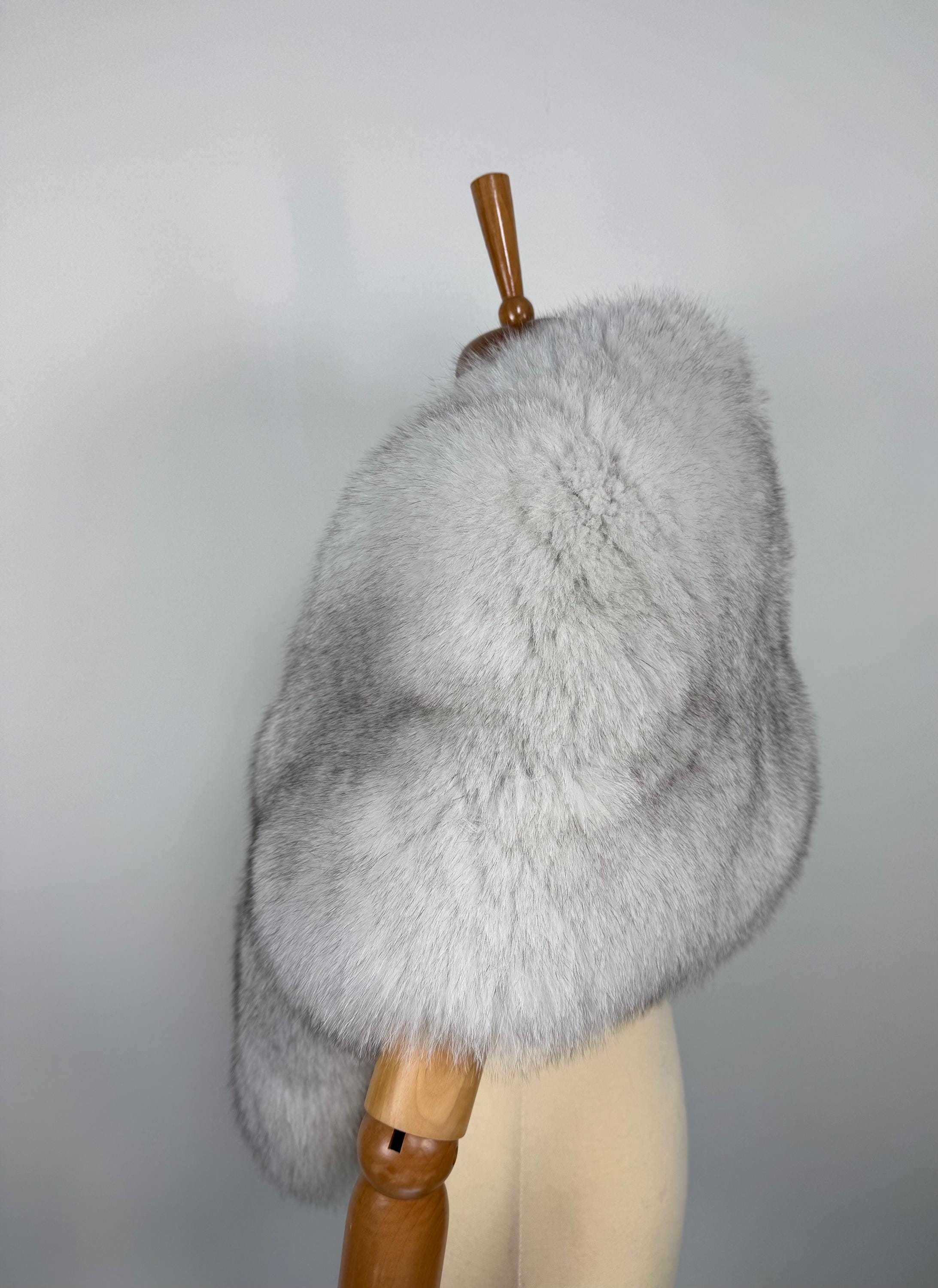 Luxury Fur Shawl: Real Blue Fox Fur Collar, Evening Stole, Winter Bridal Wrap
