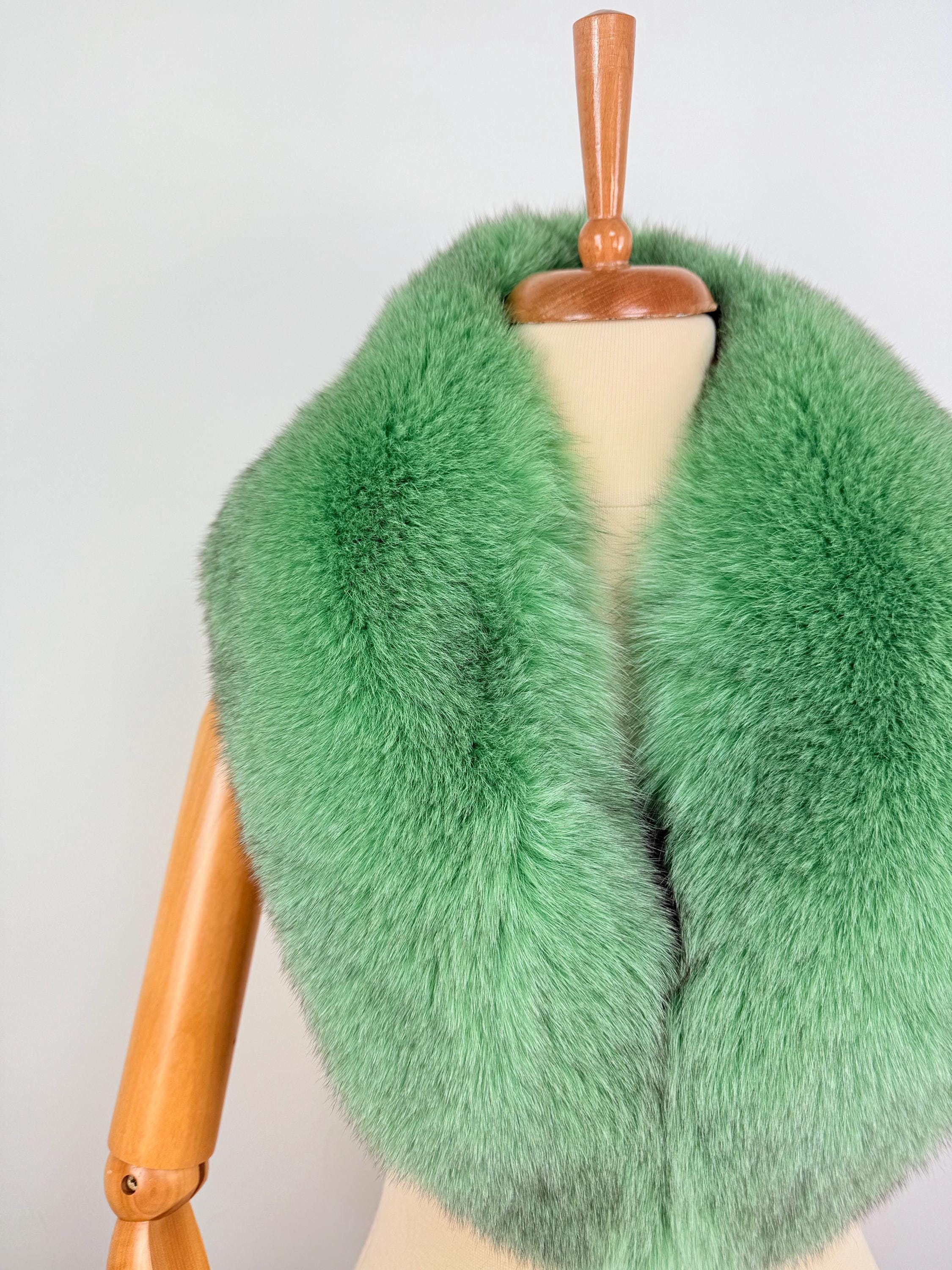 Emerald Green Fox Fur Collar – Real Fur Collar, Handmade in Greece, Luxury Neck Accessory