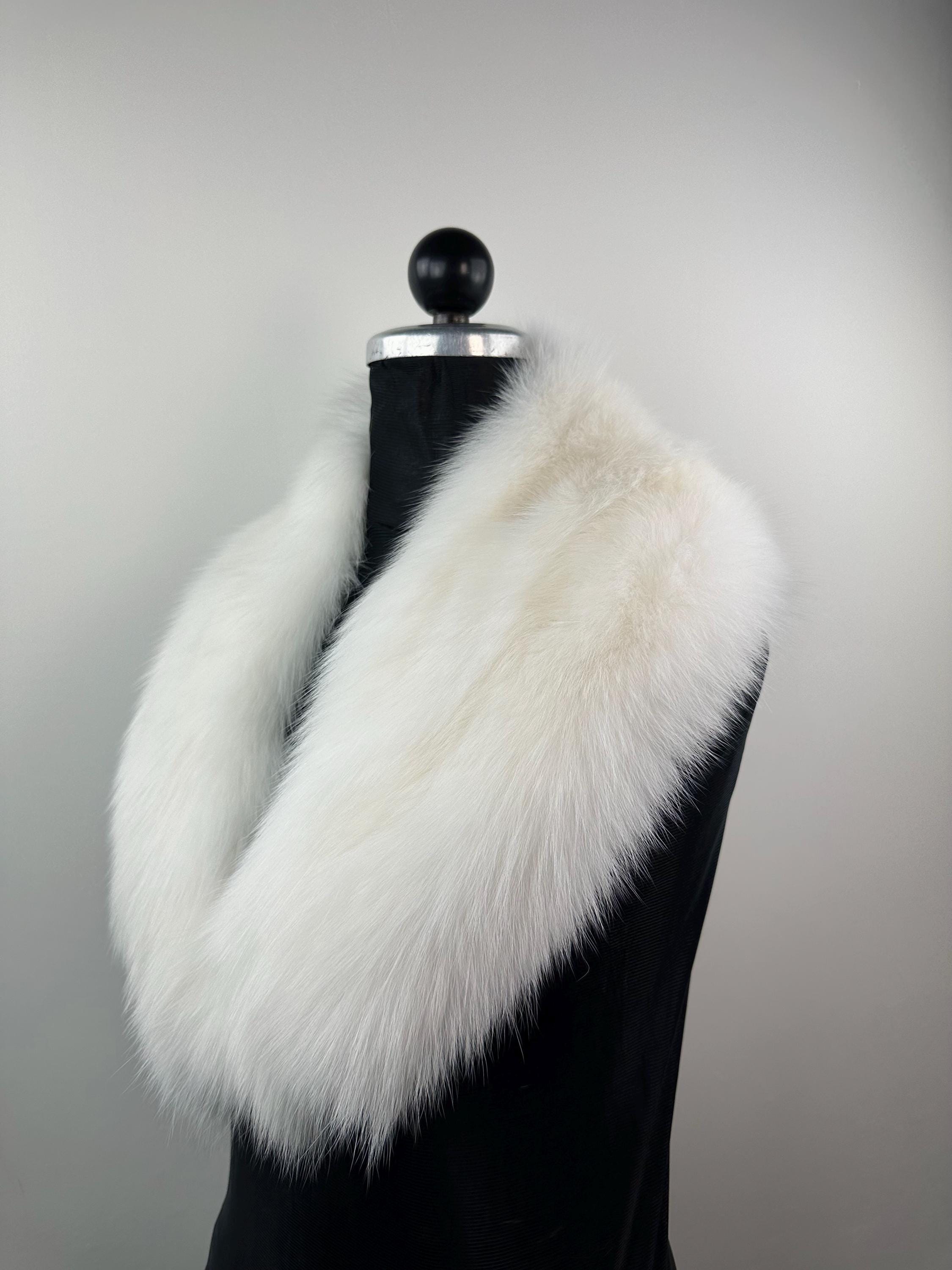 White Real Fox Fur Collar: Luxury Bridal Fur Stole