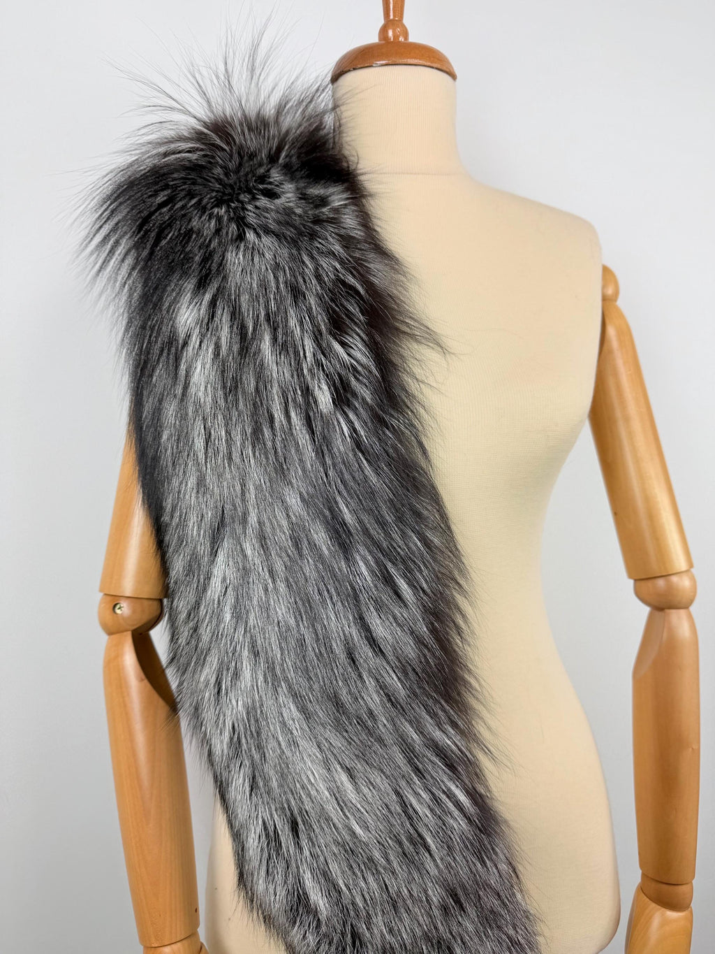 Silver Fox Fur Stole Collar - Luxury Extra Long Fur Scarf