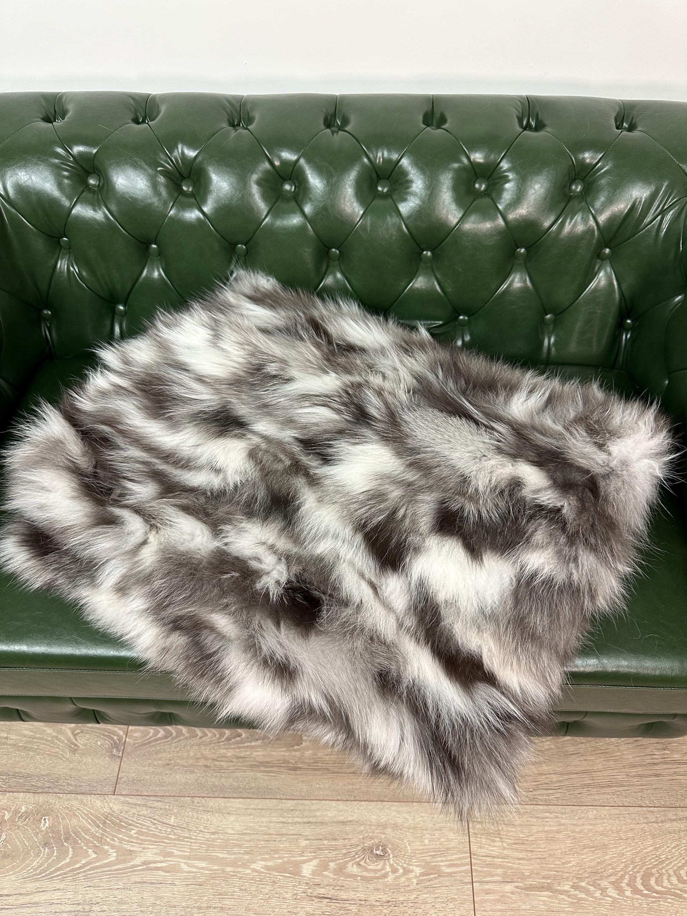 Luxury Real Fox Fur Blanket: Handmade Sofa Throw, Soft Fur Decor