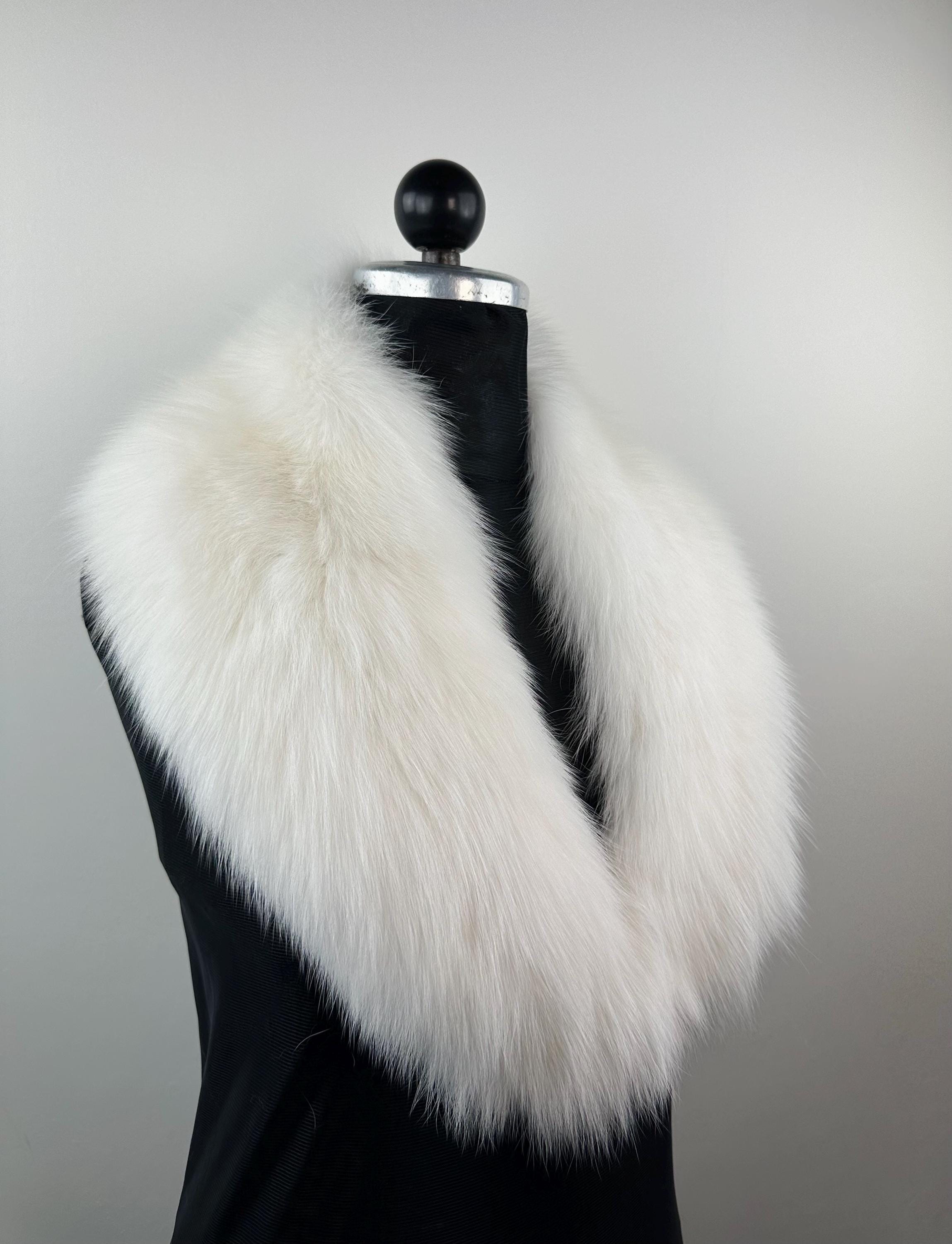 White Real Fox Fur Collar: Luxury Bridal Fur Stole