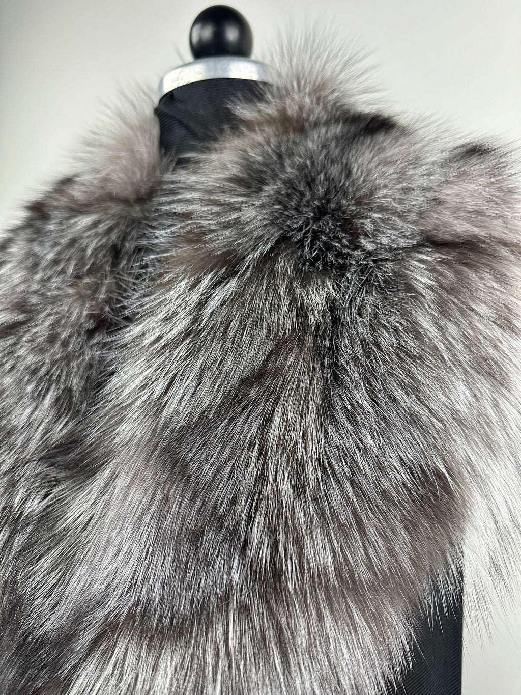 Silver Frost Fox Fur Collar: Genuine Fur Stole, Handmade in Greece