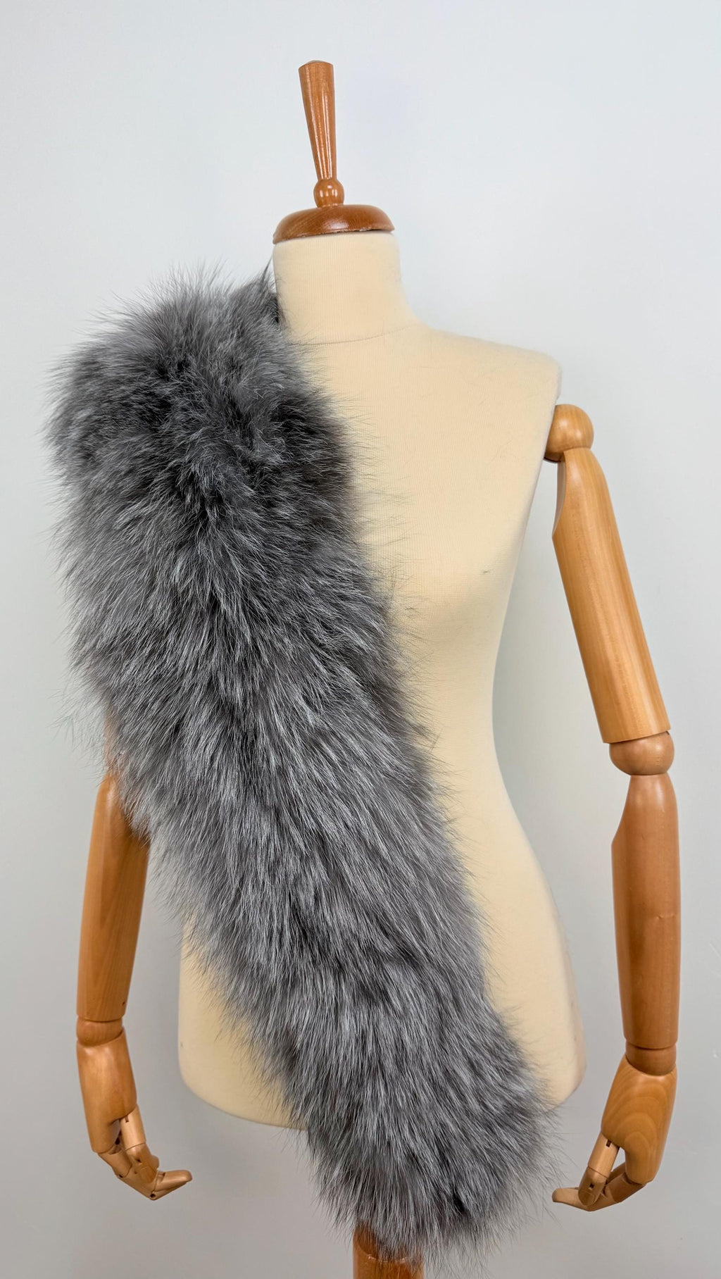 Frost Fox Fur Stole – Real Fox Fur Wrap, Extra Long Luxury Fur, Handmade in Greece