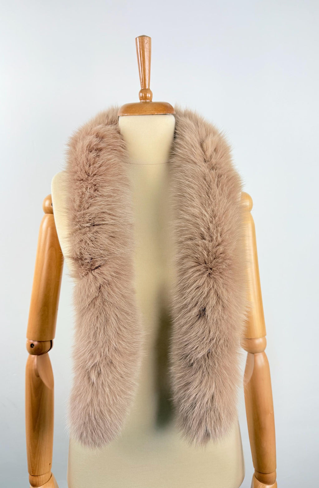 Luxury Beige Fox Fur Scarf – Real Fur, Handmade in Greece, Elegant Winter Scarf