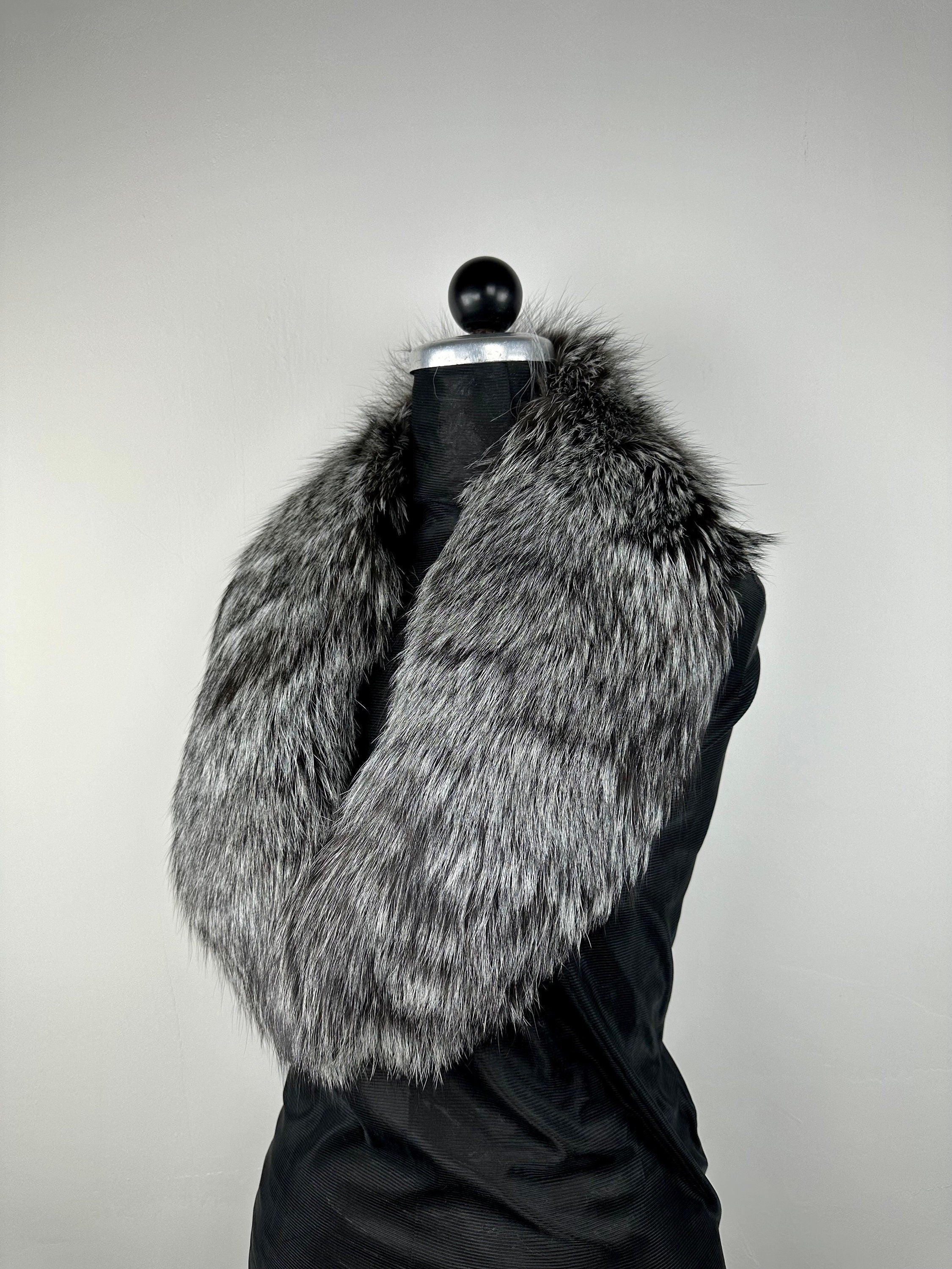 Silver Fox Fur Collar: Genuine Fur Stole