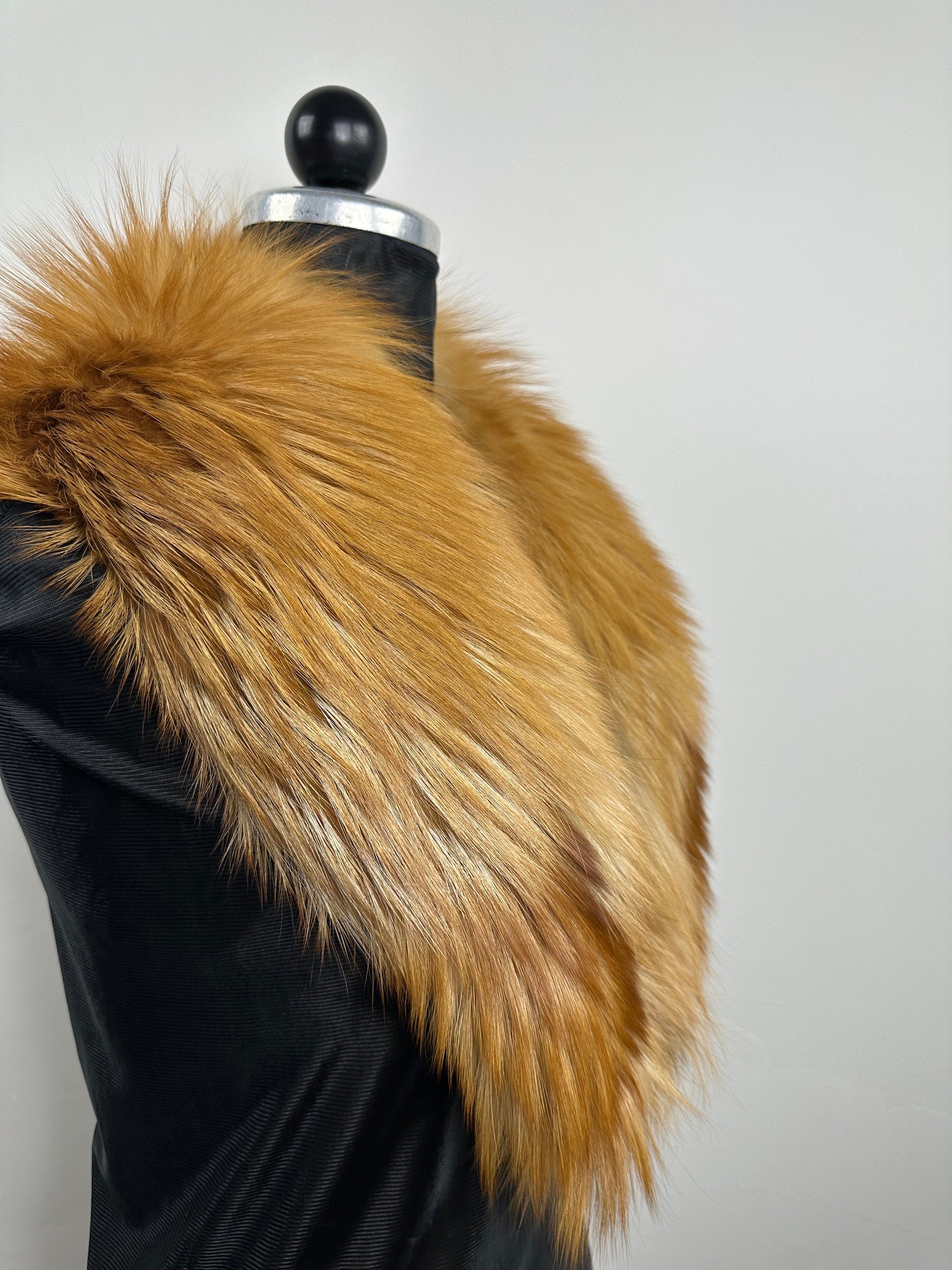Golden Fox Fur Collar – Real Fur Neck Wrap, Luxury Handmade Stole