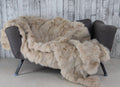 Beige Fox Fur Blanket: Luxury Warm Fur Throw Bedspread