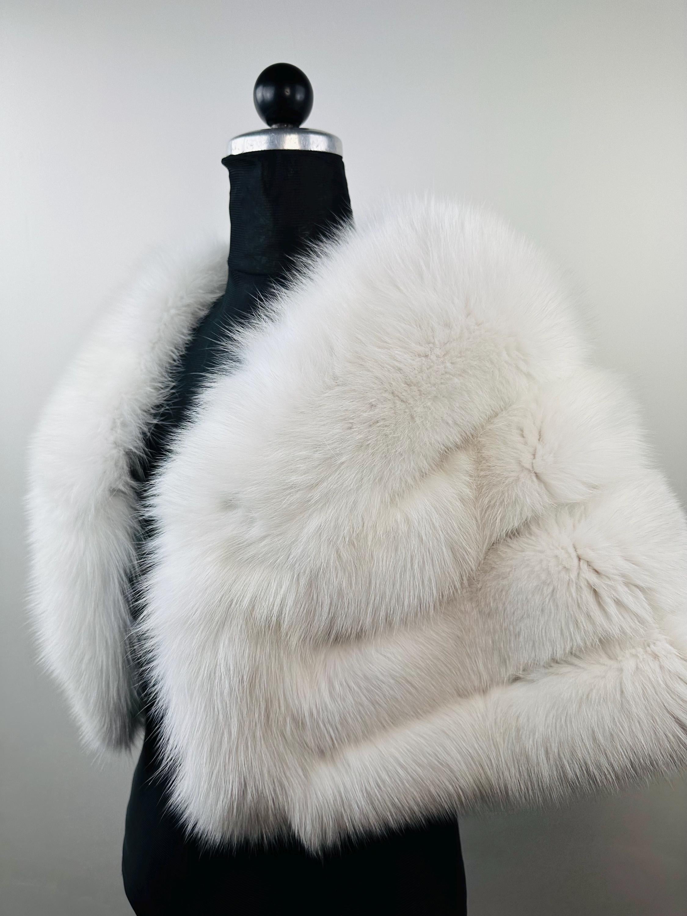 White fox fur stole, real fur bridal shawl warp, wedding etole