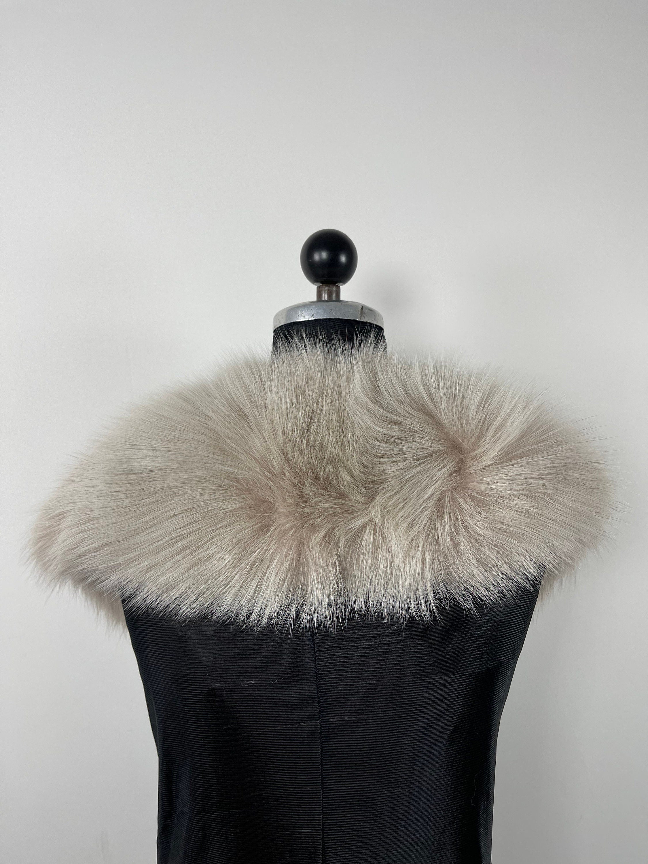 Fox Fur Collar – Real Fur Gray Collar, Handmade in Greece, Luxury Neck Accessory