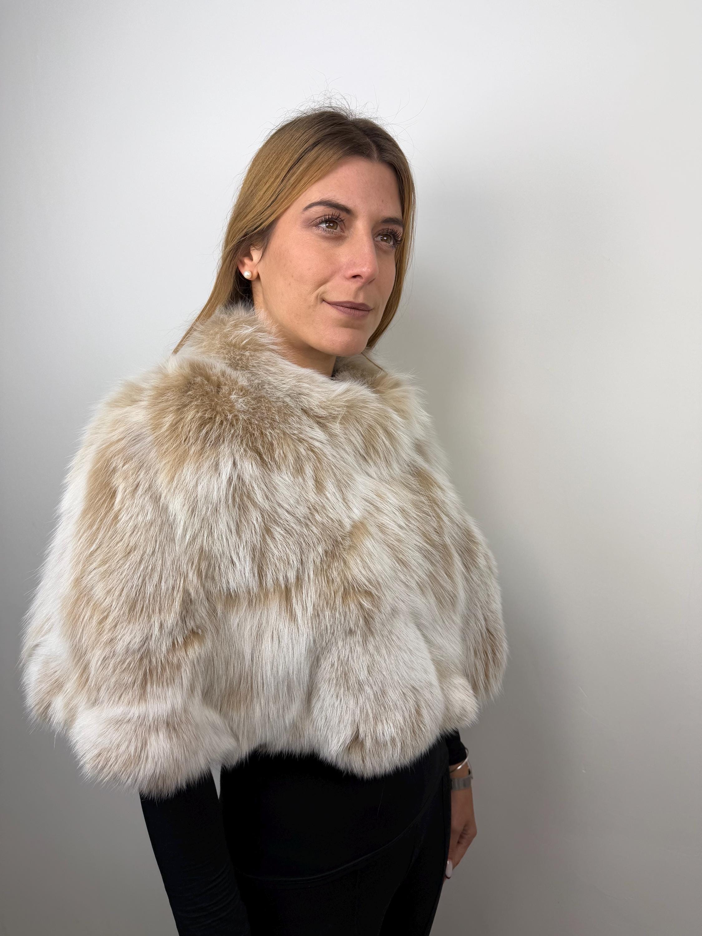 Luxury Snow Top Fox Fur Stole: Genuine Fur Shawl Bridal Wrap