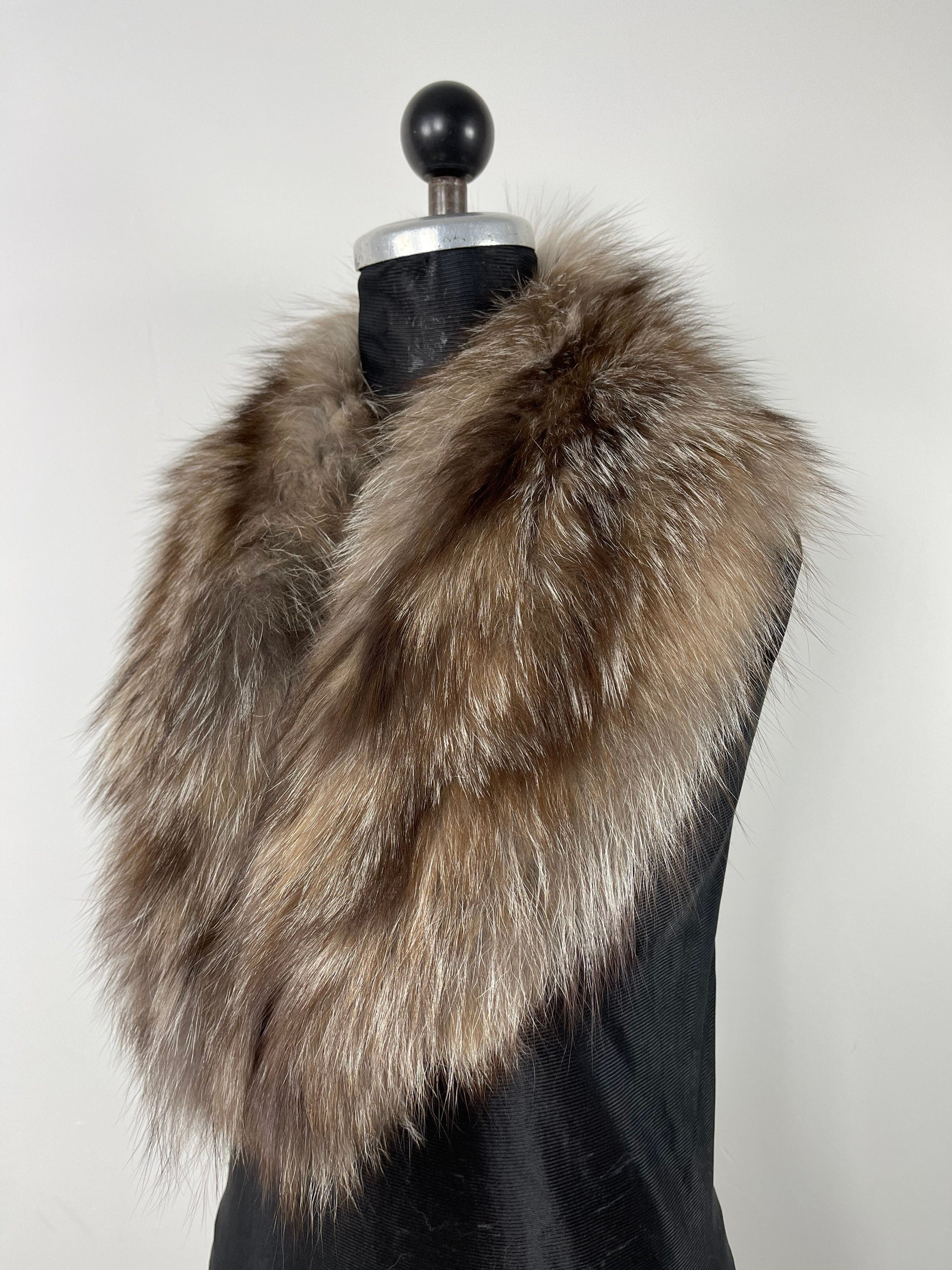 Crystal Fox Fur Collar, Real Fur Collar, Handmade Fur Collar, Luxury Winter Fur Accessory