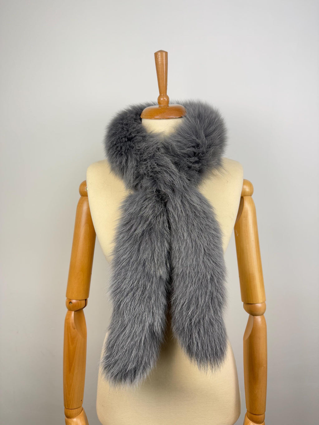Gray Fox Fur Scarf, Real Fur Scarf, Handmade Fur Neck Scarf, Luxury Winter Scarf