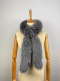 Gray Fox Fur Scarf, Real Fur Scarf, Handmade Fur Neck Scarf, Luxury Winter Scarf